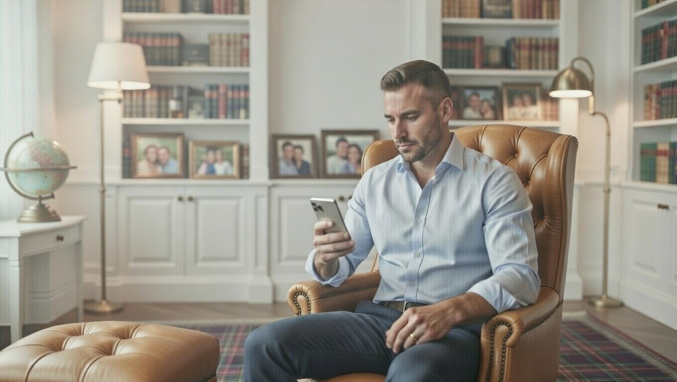 Person searching for homes on phone